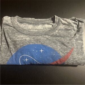Woman’s Gray and Blue Graphic T-Shirt